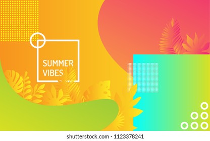 Artistic summer cards with bright gradient background. Abstract design cards perfect for prints, flyers, banners, invitations, special offer and more. Minimal geometric background.