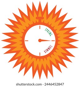 Artistic Summer Stopwatch isolated transparent background. Alarm Clock on white. Hello Summer concept. Vector illustration can used web social media design. EPS 10