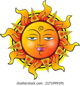 Elemento solar artístico, elemento de diseño de cara solar, tatuaje, pegatina, año nuevo cingalés, Aluth Awurudu  