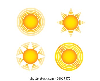 artistic sun icons set of 4