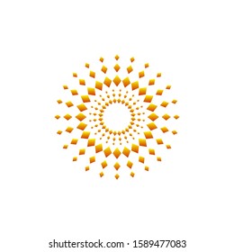 Artistic sun pattern icon logo template