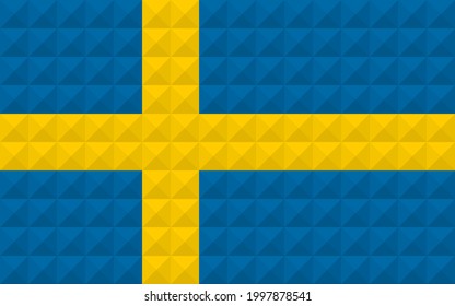 Artistic Sweden flag vector. formed from triangles to squares with different contrasting colors illustrating a 3d effect. Ratio 5:8