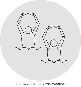 Artistic swimming competition icon. Sport sign. Line art.