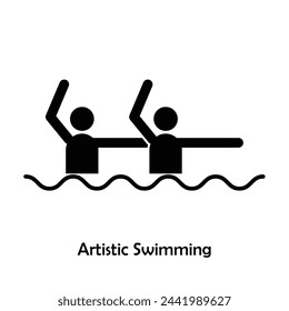 Artistic Swimming flat black icon vector isolated on white background. Olympic Sports.