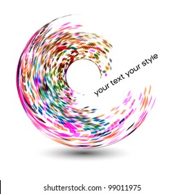 artistic swirl iconic shape with mosaic rectangles
