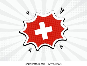Artistic Switzerland country comic flag illustration. Abstract flag speech bubble pop art vector background