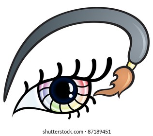 Artistic symbol of colorfull eye and brush