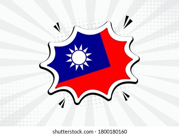 Artistic Taiwan country comic flag illustration. Abstract flag speech bubble pop art vector background