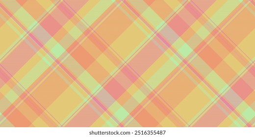 Vetor de tartan artístico xadrez, verificação de padrão de textura diária. Fundo de tecido sem costura maduro em cores âmbar e laranja.