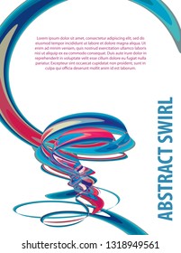 Artistic template with blue and red abstract swirl on white background. Vector graphic layout. CMYK colors