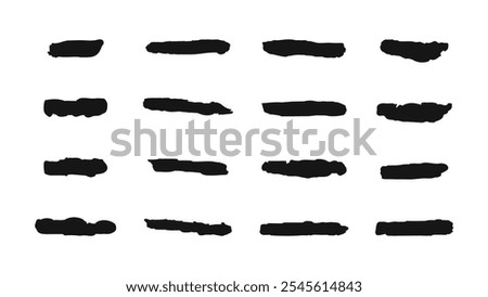 Artistic Texture brushes and blotches smears various shapes. For cover backgrounds and decorative accents for social media posters and websites. Vector illustration.