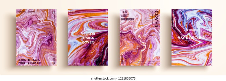 Artistic textures for digital design. Fluid colors backgrounds. Set of vector cards for brand identities, invitation designs, packaging, labels, business cards, and interactive web backgrounds