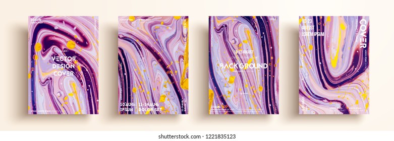 Artistic textures for digital design. Fluid colors backgrounds. Set of vector cards for brand identities, invitation designs, packaging, labels, business cards, and interactive web backgrounds.