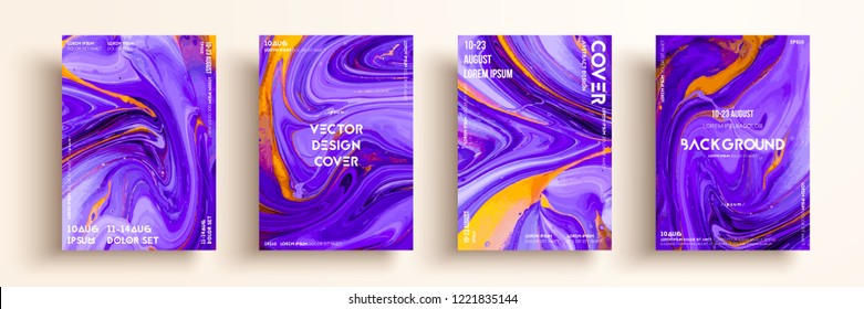 Artistic textures for digital design. Fluid colors backgrounds. Set of vector cards for brand identities, invitation designs, packaging, labels, business cards, and interactive web backgrounds.