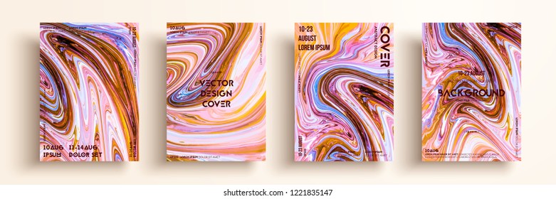 Artistic textures for digital design. Fluid colors backgrounds. Set of vector cards for brand identities, invitation designs, packaging, labels, business cards, and interactive web backgrounds.