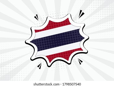 Artistic Thailand country comic flag illustration. Abstract flag speech bubble pop art vector background