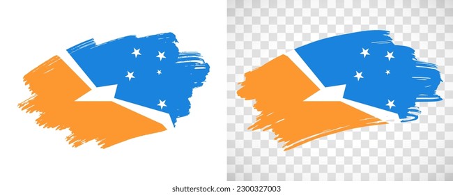 Artistic Tierra del Fuego Province, Argentina flag with isolated brush painted textured with transparent and solid background