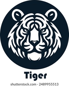 Artistic tiger emblem symbolizing grace and power.