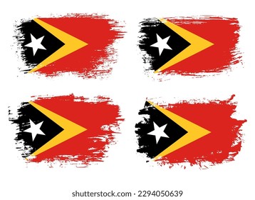 Artistic Timor Leste country brush flag collection. Set of grunge brush flags on a solid background