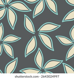 Padrão sem costura de flores pequenas artísticas. Mão de vetor desenhada. Impressão floral escura. Modelo para design, tecido, moda, têxtil, papel, papel de parede
