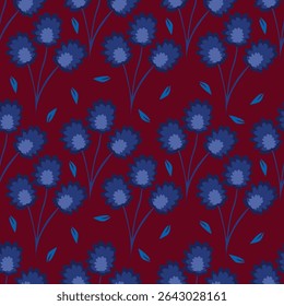 Artistic tiny flowers seamless pattern. Vector hand drawn. Dark floral print. Template for design, fabric, fashion, textile, paper, wallpaper
