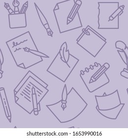 Artistic tools icons pattern. Office supplies seamless background. Seamless pattern vector illustration