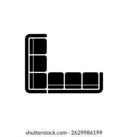 Artistic top down view of black corner sofa