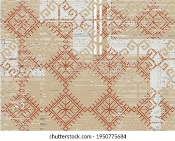 Artistic traditional motifs,stripe, textured nature pastel coloured boho Pattern seamless Dyed Print pattern design . Abstract Hand Ethnic Batik runner carpet, rug, scarf, curtain, vector