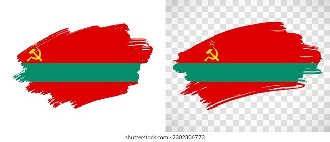 Artistic Transnistria flag with isolated brush painted textured with transparent and solid background