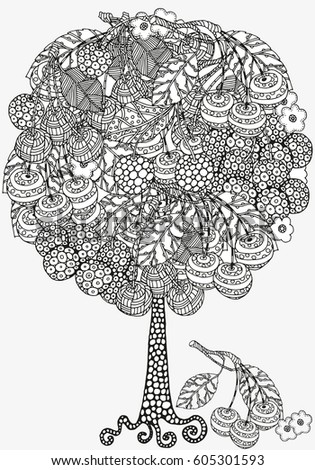 artistic tree cherries vector