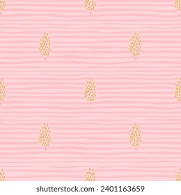 Artistic tree and foliage illustration in a repeating pattern, ideal for fashion and home decor, blending nature and graphic elements for a fresh look.
