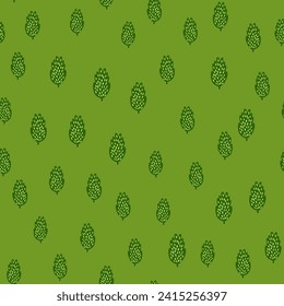 Artistic tree and foliage illustration in a repeating pattern, ideal for fashion and home decor, blending nature and graphic elements for a fresh look.