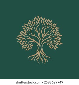 Artistic Tree Illustration. Nature Tree Vector Logo Design.