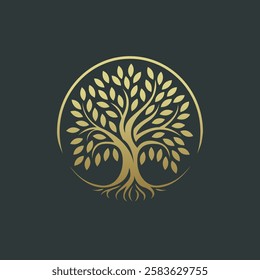 Artistic Tree Illustration. Nature Tree Vector Logo Design.