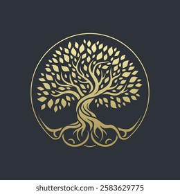 Artistic Tree Illustration. Nature Tree Vector Logo Design.