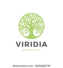 Artistic Tree Illustration. Nature Tree Vector Logo Design.
