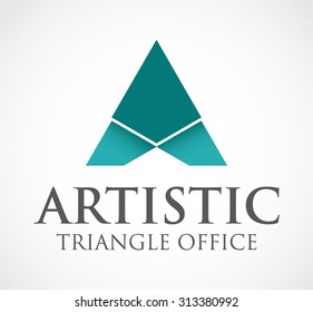 Artistic triangle letter a office abstract vector logo design template business financial marketing icon company identity symbol concept