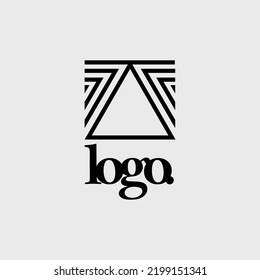 Artistic triangle line art logo. Simple black and white logo made from thin lines. Suitable for product, business, brand, event, industry, company, and organization.