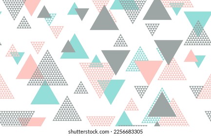 Artistic triangle shapes seamless pattern vector design. Textile print. Colorful triangles motion backdrop. Triangular shapes scandinavian repeating pattern.