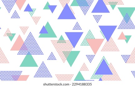 Artistic triangle shapes seamless pattern graohic design. Abstract geometric geo print. Colorful triangles motion. Triangular shapes scandinavian seamless pattern.