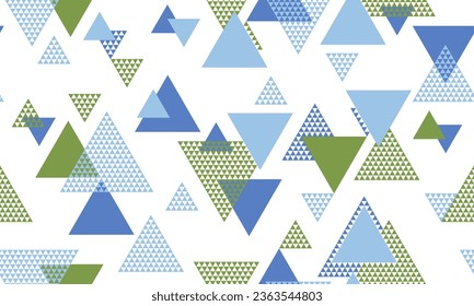 Artistic triangle shapes seamless pattern graohic design. Textile print. Colorful triangles motion backdrop. Triangular shapes scandinavian endless pattern.