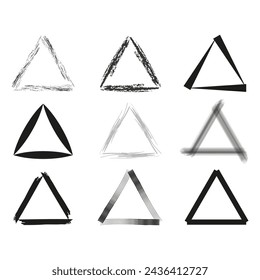 Artistic triangles with varied strokes. Geometric shape diversity. Simple and abstract design. Vector illustration. EPS 10.