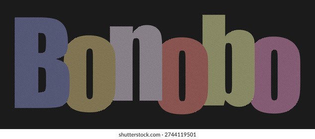 Artistic typography design featuring bonobo name, vibrant striped characters, dark backdrop