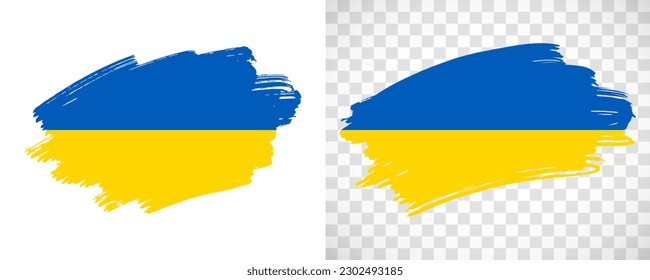 Künstlerische ukrainische Flagge mit isolierter, mit transparentem und festem Hintergrund bemalter Bürste