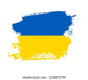Artistic Ukraine national flag design on painted brush concept