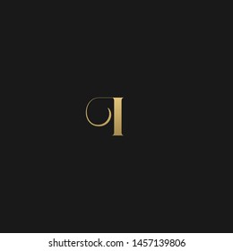 Artistic unique minimal geometric patterned i initial based letter icon logo