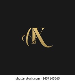 Artistic unique minimal geometric patterned AX initial based letter icon logo