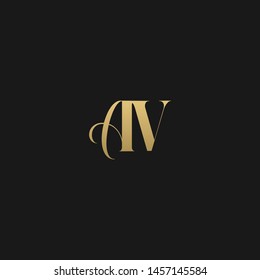 Artistic unique minimal geometric patterned AV initial based letter icon logo