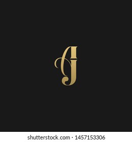 Artistic unique minimal geometric patterned AJ initial based letter icon logo