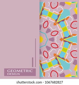 Artistic universal card template. Abstract hand drawn doodle background. Design for poster,card, invitation,cover. Colorful geometric pattern. Tribal ethnic ornament. Vector Modern art, trendy texture